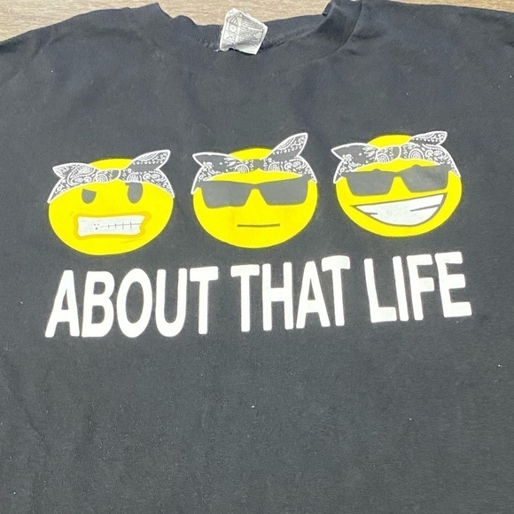 Alstyle  Apparel active wear About that life graphic t shirt with emoji - Picture 1 of 7